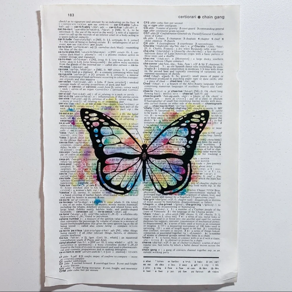 Dictionary Art Print, Butterfly, Vintage Art Print, Dictionary Print